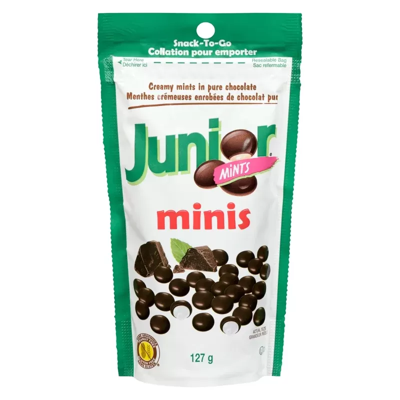 Junior Mints Menthes Crémeuses Enrobées de Chocolat Pur Minis, 127 g