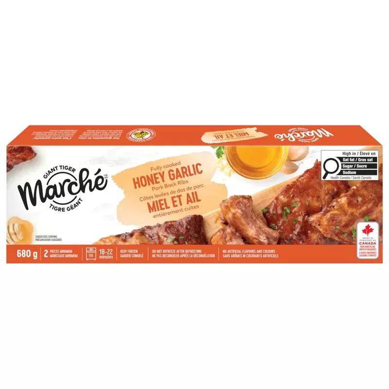 Giant Tiger Marché Honey Garlic Pork Back Ribs, 680 g