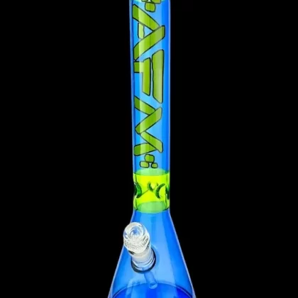AFM Glass Pulsar Color Glass Beaker Bong – Ink Blue/ Lime