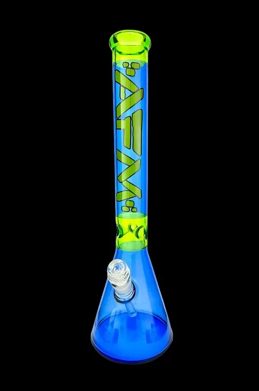 AFM Glass Pulsar Color Glass Beaker Bong – Ink Blue/ Lime