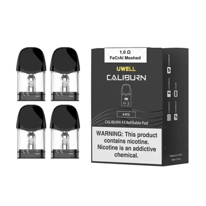 UWELL Caliburn A3 Pods – 1.0Ω Mesh (4-Pack)