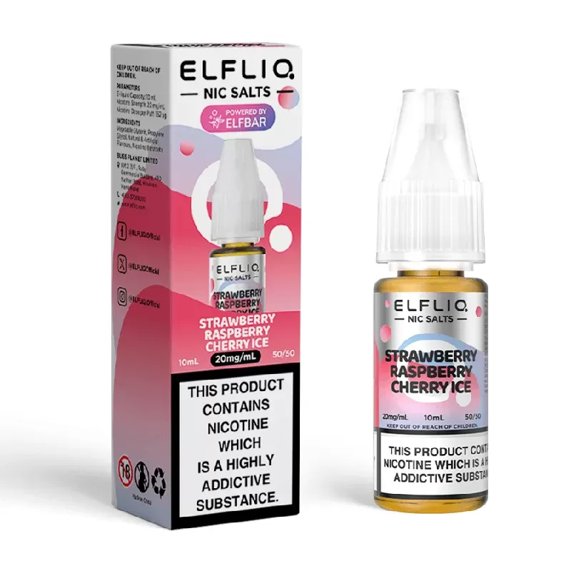 Strawberry Raspberry Cherry Ice Elfliq Vape Juice by Elf Bar