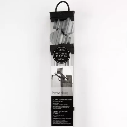 Tringle à rideau double réglable Homestyles, 48 à 86 po, argent