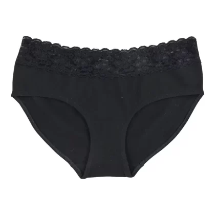Culotte en dentelle de coton à taille basse Carisma pour femmes, noir