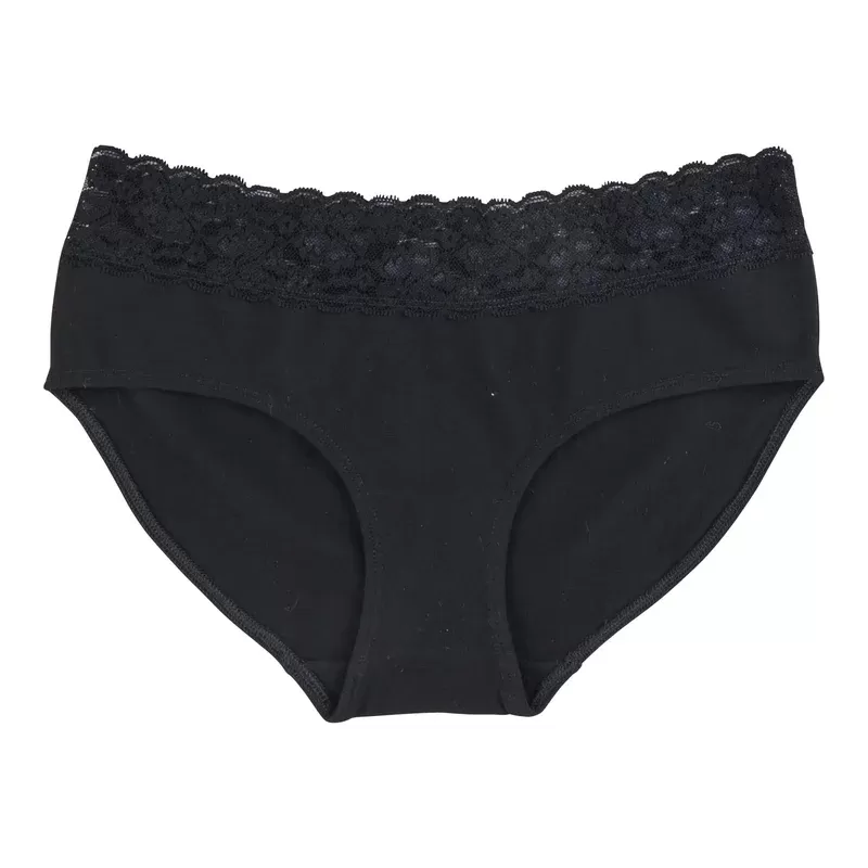 Culotte en dentelle de coton à taille basse Carisma pour femmes, noir