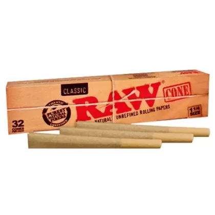 Cône pré-roulé classique RAW 1 1/4 – 32/paquet