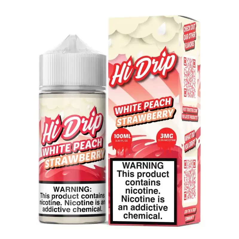 Hi-Drip White Peach Strawberry 100ml Vape Juice - Image 2