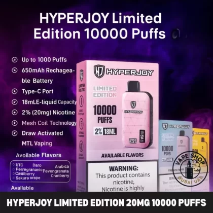 HYPERJOY Limited Edition 20MG 10000 Puffs Disposable Vape In Dubai