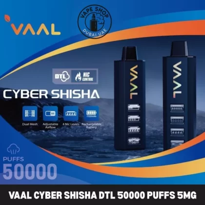 Vaal Cyber Shisha DTL 50000 Puffs 5mg Nicotine In Dubai