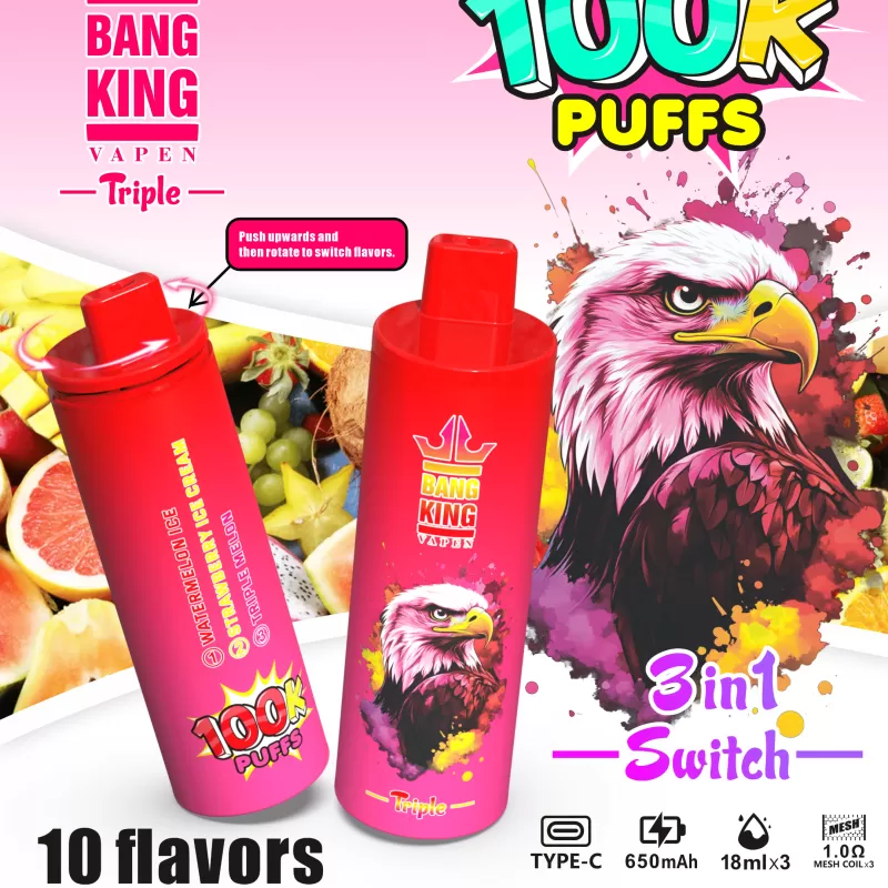 Bang King Triple 100000 – 100K Puffs OEM/ODM 1.0Ω Mesh Coil Disposable