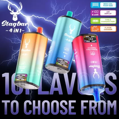 STAG BAR 4 In 1 80000 – 80K Puffs 4 × 18ml LED display Disposable Vape