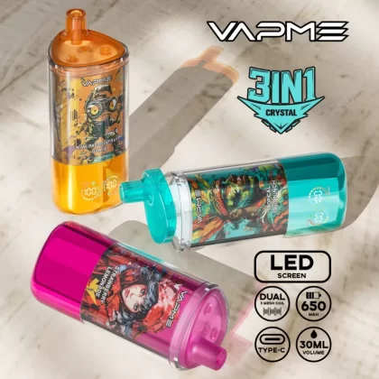 VAPME CRYSTAL 30000 – 30K Puffs 3-in-1 Flavor 0.6Ω Mesh Coil