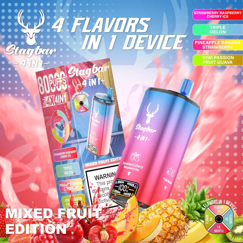 STAG BAR 4 In 1 80000 – 80K Puffs 4 × 18ml LED display Disposable Vape - Image 3