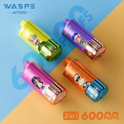 WASPE 3 in 1 60000 – 60K Puffs 0.9Ω*3 Mesh Coil 650mAh Disposable Vape