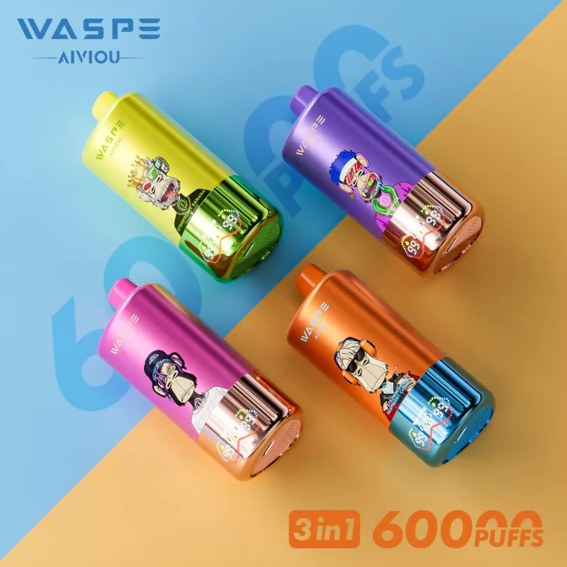 WASPE 3 in 1 60000 – 60K Puffs 0.9Ω*3 Mesh Coil 650mAh Disposable Vape
