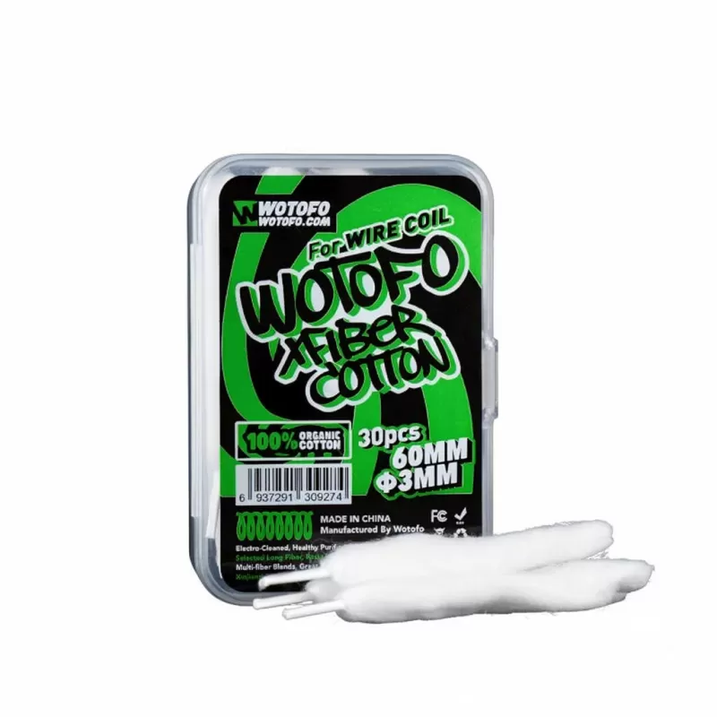 Wotofo Xfiber Organic Vape Cotton 3mm Aglet Tipped