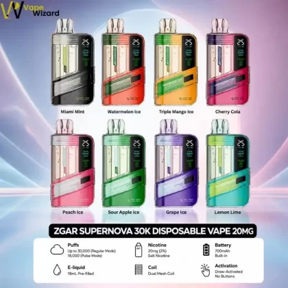 Zgar Supernova 30000 Puffs Disposable Vape 20mg in the UAE