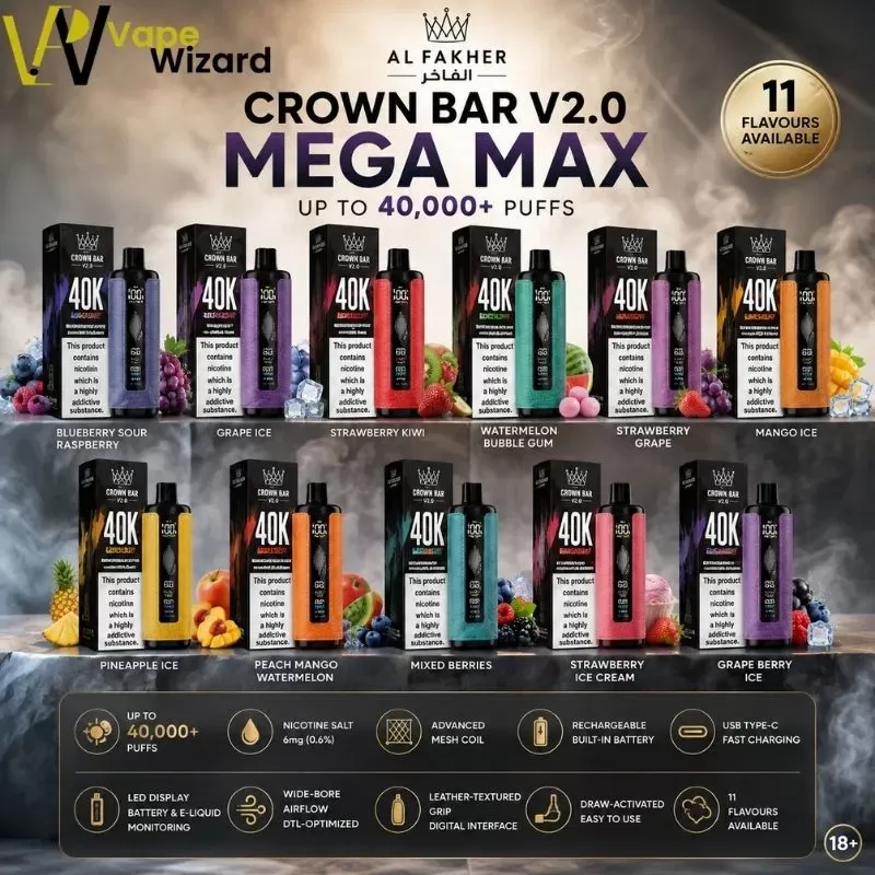 Al Fakher Crown Bar v2.0 Mega Max 40000 Puffs Disposable Vape