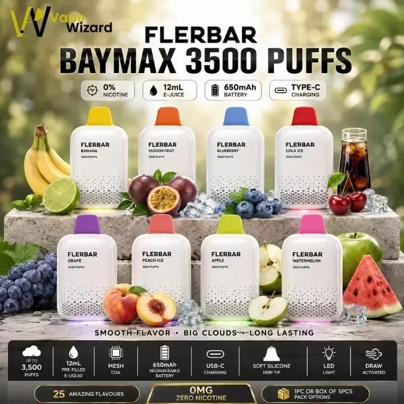 Flerbar Baymax 3500 Puffs 0mg Disposable Vape