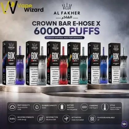 Al Fakher Crown Bar E-Hose X 60000 Puffs Hookah Disposable Vape