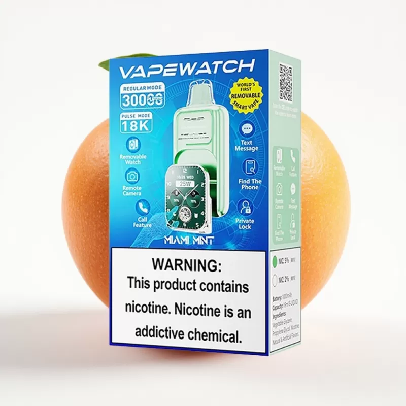 JNR VapeWatch 30000 Puffs 19mL 5% Miami Menta Carga Rápida Type-C - Image 2