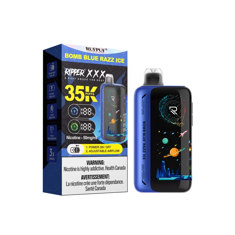 RufPuf Ripper XXX 35K Puffs Disposable Vape 50mg – Blue Razz Bomb Ice