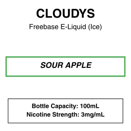 Sour Apple – Cloudys Premium E-Liquid – Freebase – 100mL