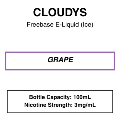 Grape – Cloudys Premium E- Liquid Nic Freebase – 100mL