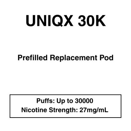 Uniqx 30K – Prefilled Replacement Pod – 27mg/mL Nicotine – Up to 30000