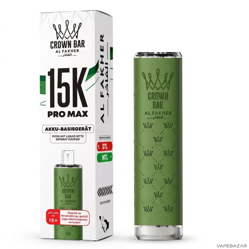 Al Fakher Crown Bar 15K Pro Max Basisgerät – Grün - Image 3