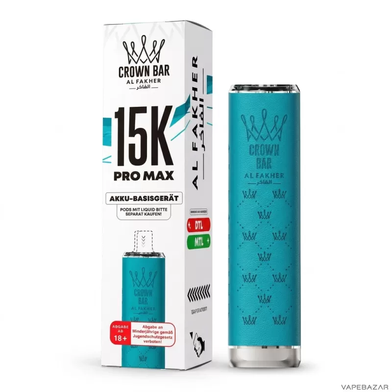 Al Fakher Crown Bar 15K Pro Max Basisgerät – Hellblau - Image 3