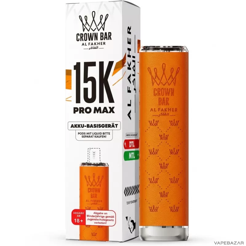 Al Fakher Crown Bar 15K Pro Max Basisgerät – Orange - Image 3