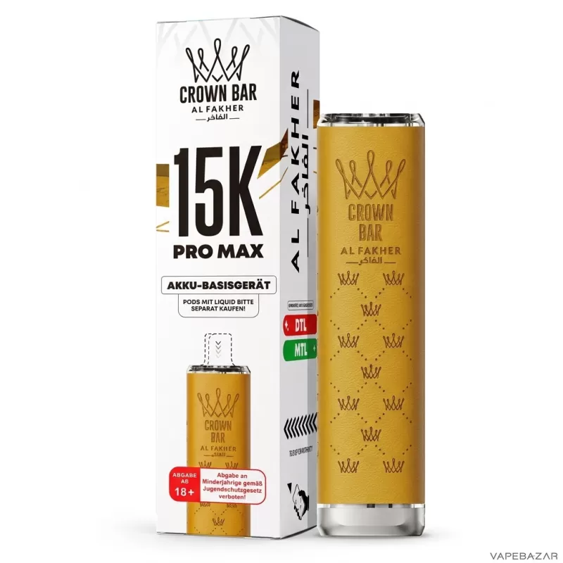 Al Fakher Crown Bar 15K Pro Max Basisgerät – Gelb - Image 3