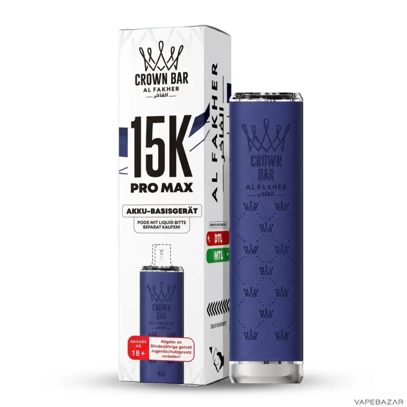 Al Fakher Crown Bar 15K Pro Max Basisgerät – Blau - Image 3