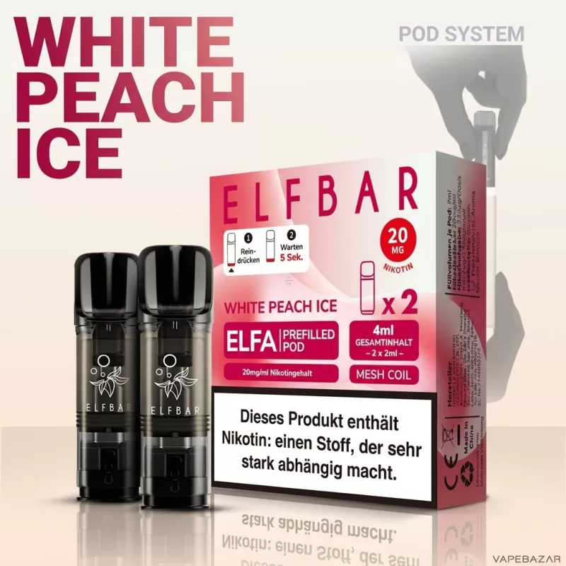 ELFBAR ELFA Pods White Peach Ice 20mg – 2er Pack - Image 2