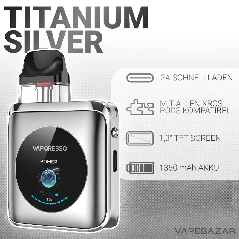 Vaporesso XROS 4 NANO – Titanium Silver - Image 2