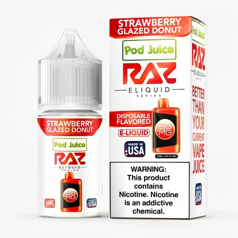 Strawberry Glazed Donut Nic Salt – Pod Juice x Raz E-Liquid