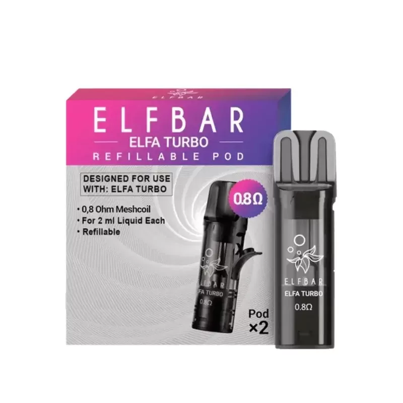 ELFA Turbo Vape Refillable Pods – 0.8Ω & 1.1Ω (2-Pack)