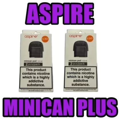 ASPIRE MINICAN PLUS PODS, Replacement Vape Pods, 2pk, 2ml, 0.8Ω Mesh