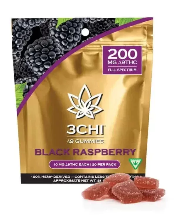 3Chi Delta 9 THC Gummies 200mg, 20ct – Black Raspberry