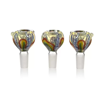 Bowl | Rasta Flower Glass Bowls | 14mm – Rasta – 3 Count