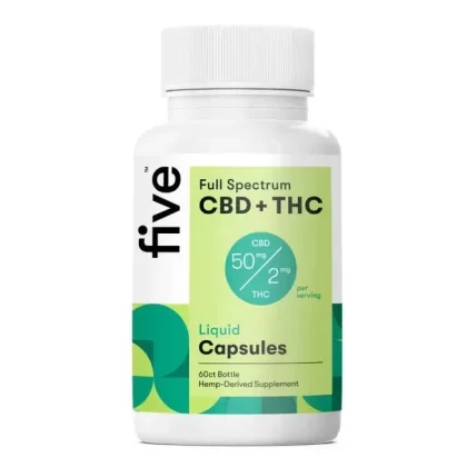 FIVE CBD – CBD & THC Tincture Full Spectrum Liquid Capsules 50MG