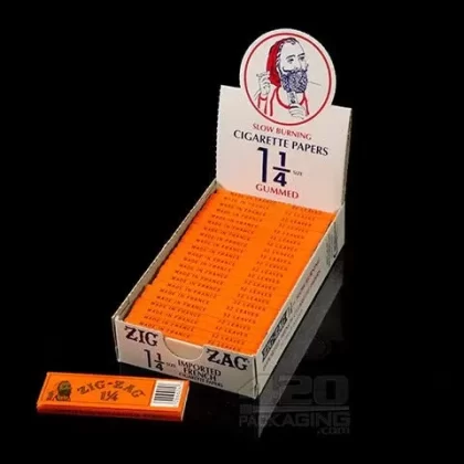 Zig Zag 1 1-4 Size Gummed Rolling Papers 24/Box