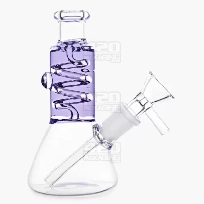 Glycerin Coil Mini Beaker Water Pipe | 5in Long – Glass – Purple