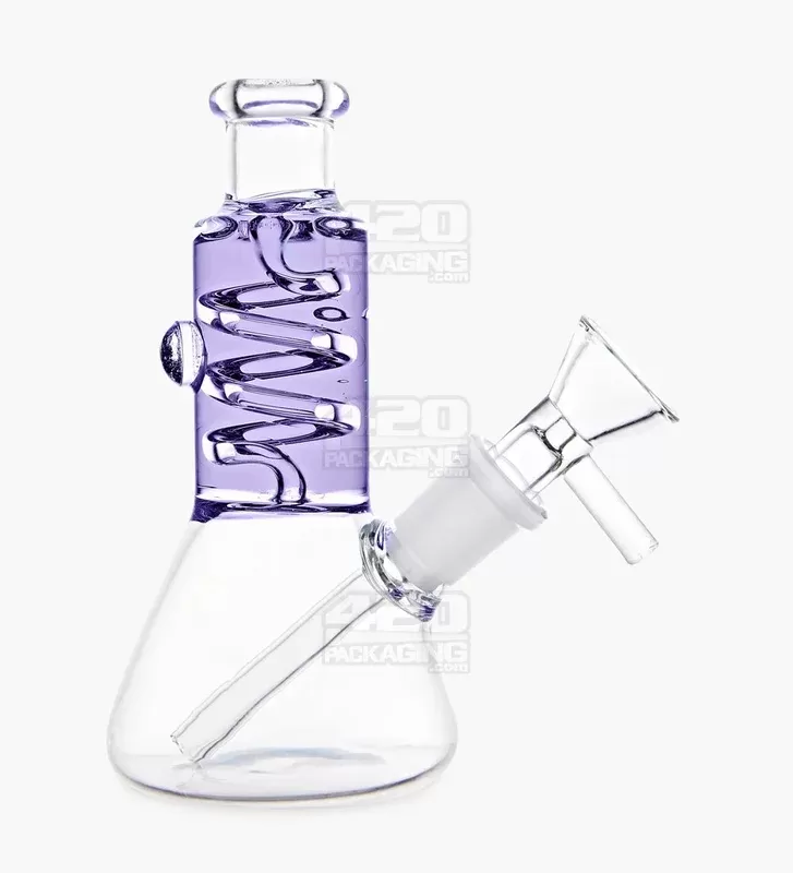 Glycerin Coil Mini Beaker Water Pipe | 5in Long – Glass – Purple