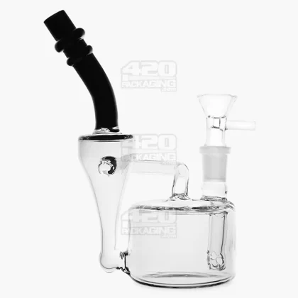 Bent Neck Iridescent Refined Bell Glass Recycler Water Pipe