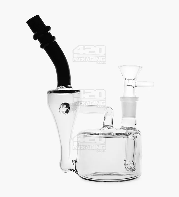 Bent Neck Iridescent Refined Bell Glass Recycler Water Pipe