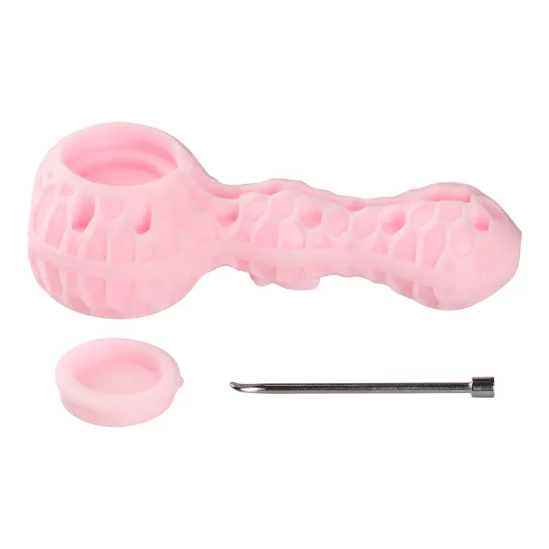 Pink 2-in-1 Silicone Hand Pipe – 4.5in