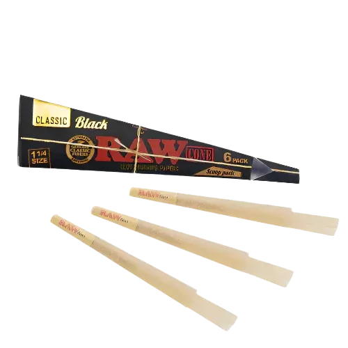 Raw Black Classic Scoop Pack Cones 1 1/4 6pk