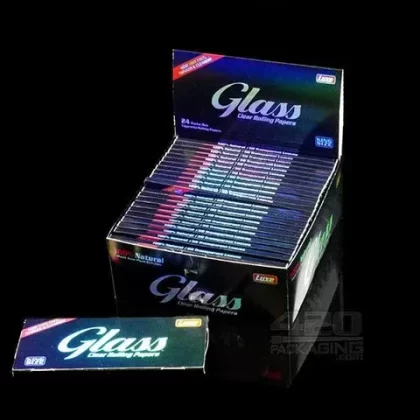Glass King Size Clear Rolling Papers 24/Box